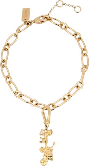 24K Gold Plated Starter Talan Charm Bracelet UK, Slver, 9mm Classc
