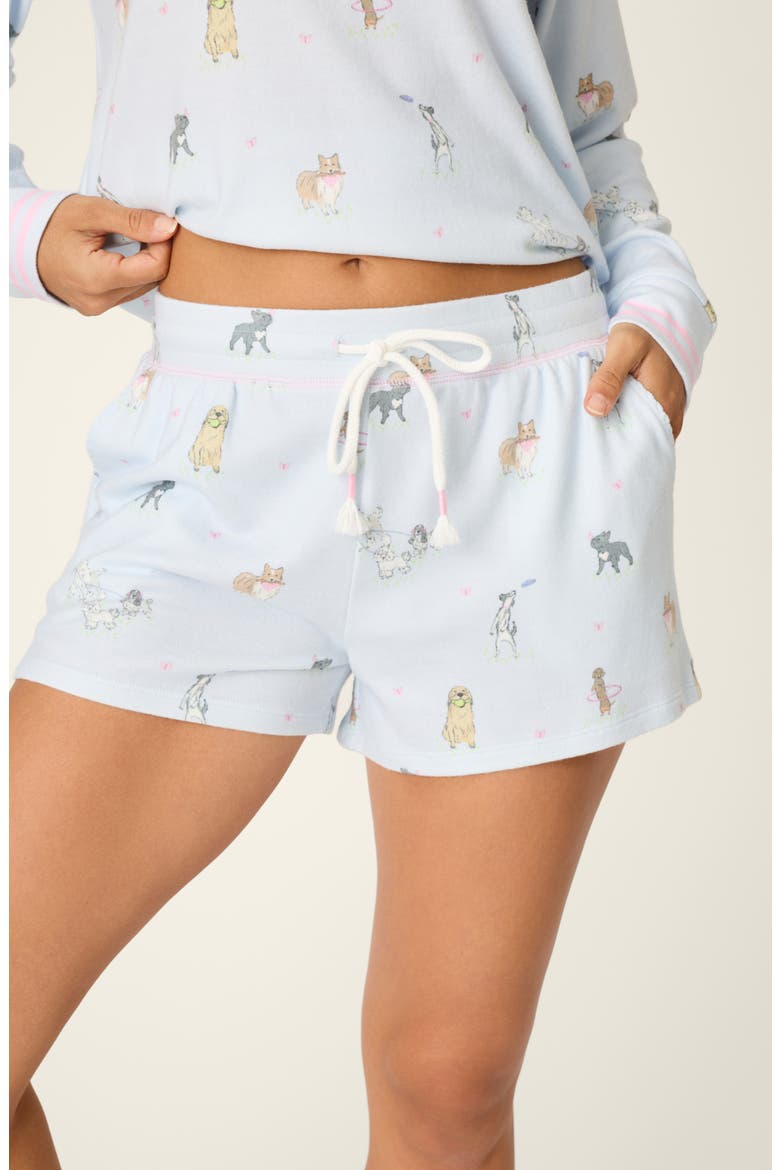 Bark Park Pajama Shorts, Alternate, color, BLUE ICE