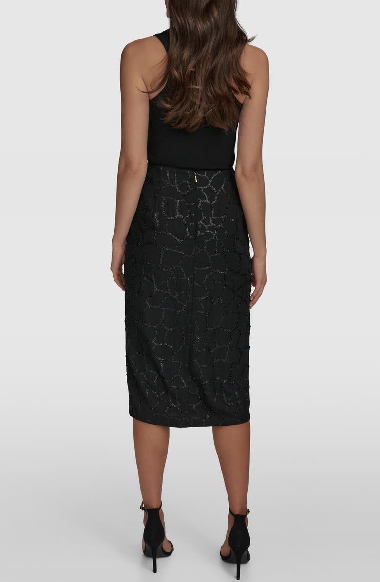 Donna Karan New York Sequin Faux Wrap Pencil Skirt, Alternate, color, Black