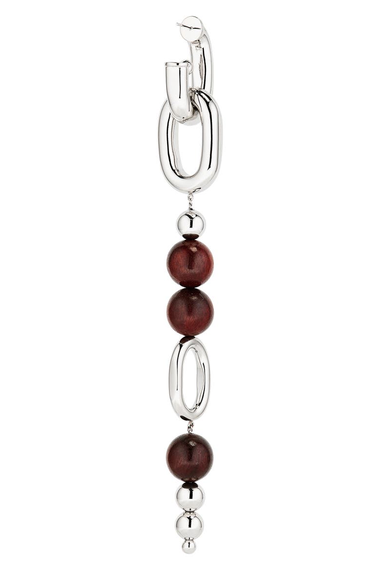 Beaded Drop Earrings, Alternate, color, WOOD / SILVER