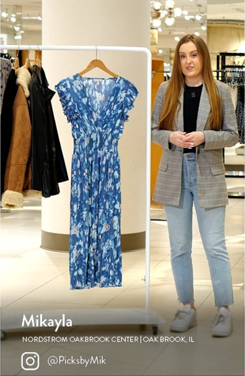Flutter Sleeve Plissé Midi Dress, sales video thumbnail