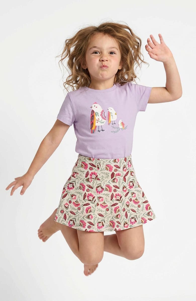 Mightly Organic Cotton Girls Short Sleeve Graphic T-Shirt 2-pack, Alternate, color, Bird Song