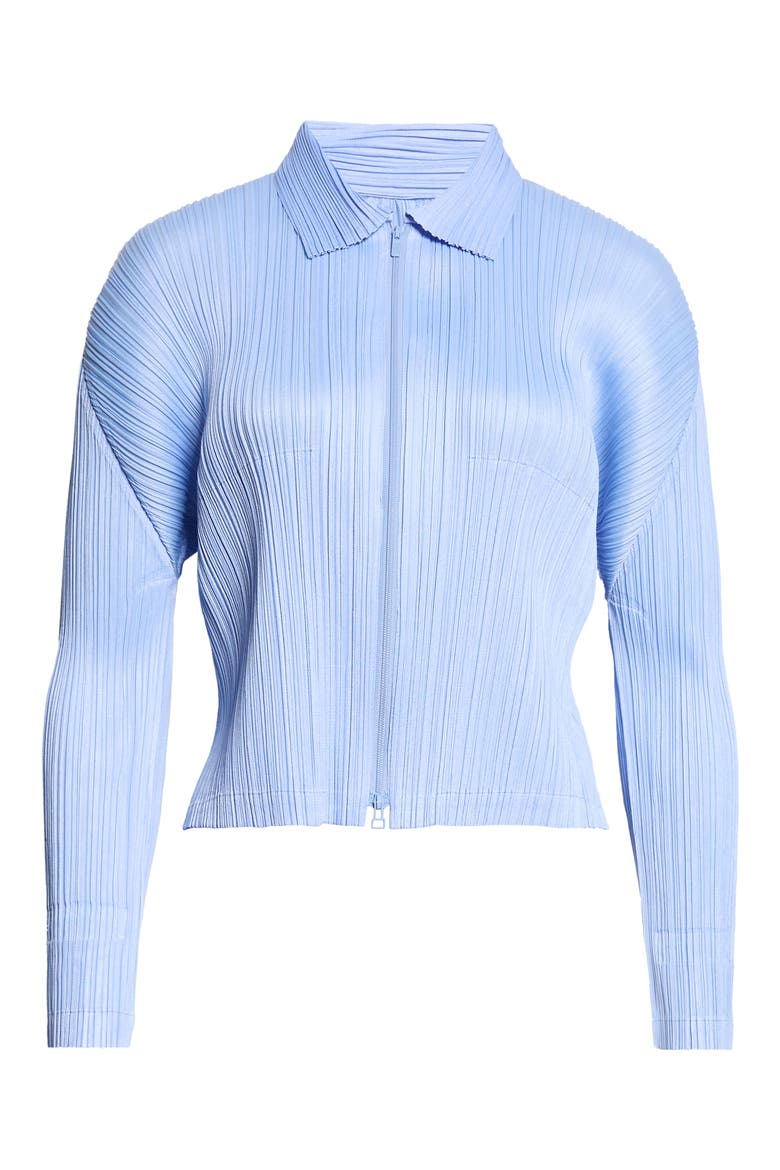 Monthly Colors August Pleated Zip Top, Main, color, LIGHT BLUE