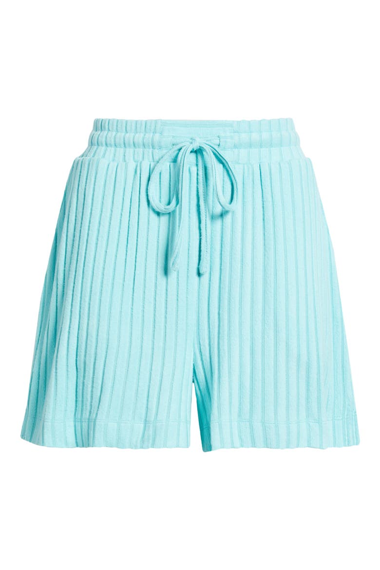 Cozy Rib Drawstring Shorts, Alternate, color, AQUA SKY