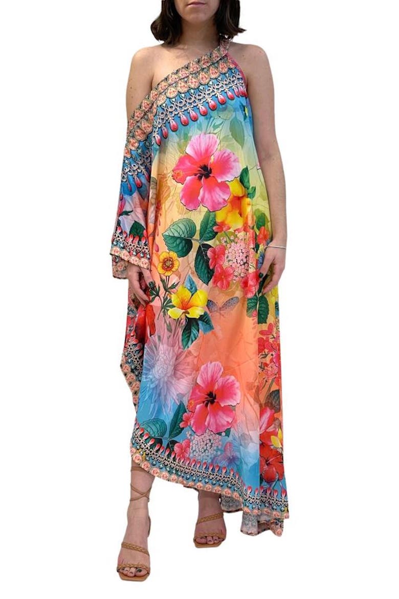 One Shoulder Dress, Main, color, OMBRE BLUE