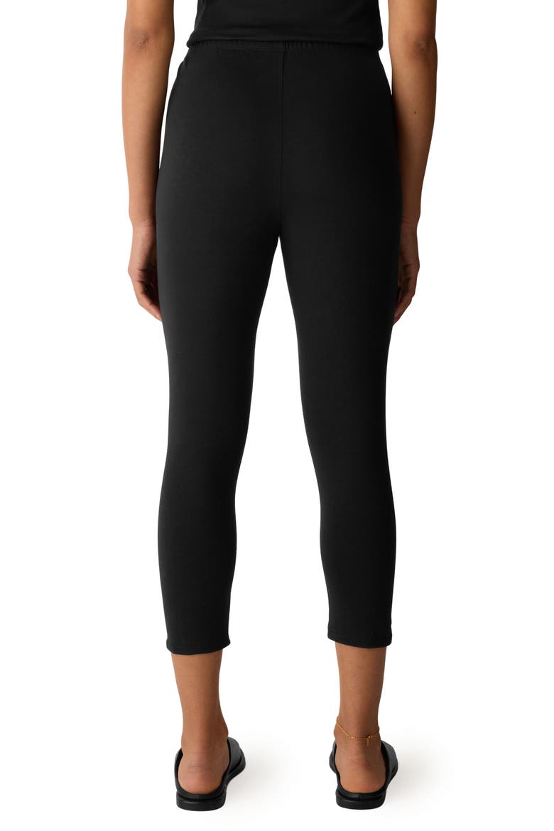 High Waist Stretch Organic Cotton Capri Leggings, Alternate, color, BLACK