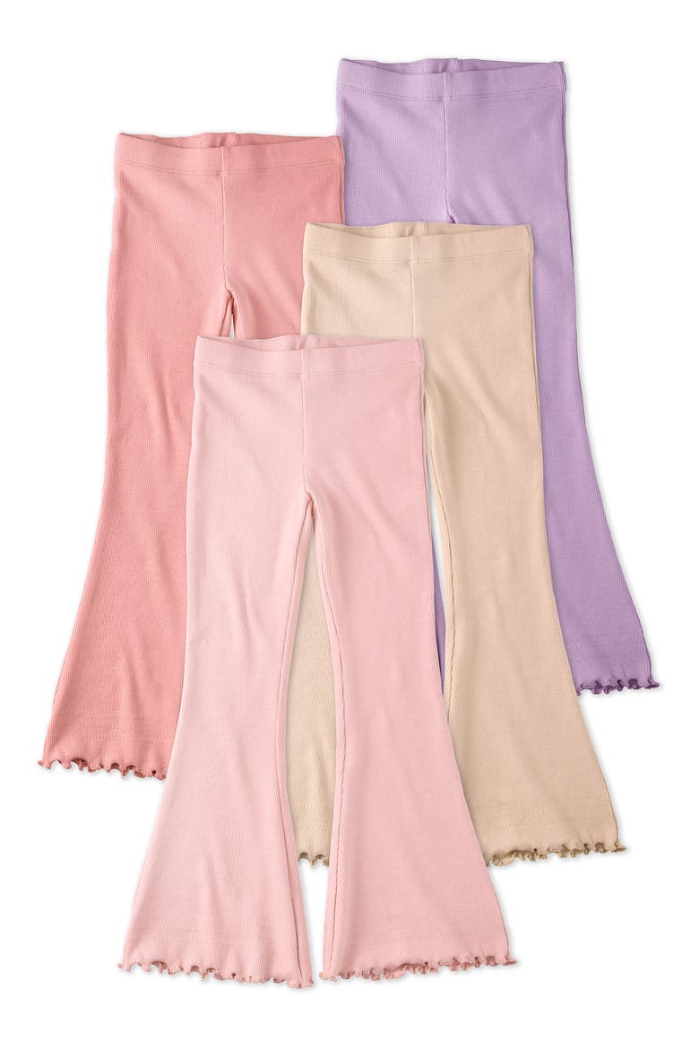 Fiorella Assorted 4-Pack Stretch Organic Cotton Flare Leggings, Main, color, SORBET