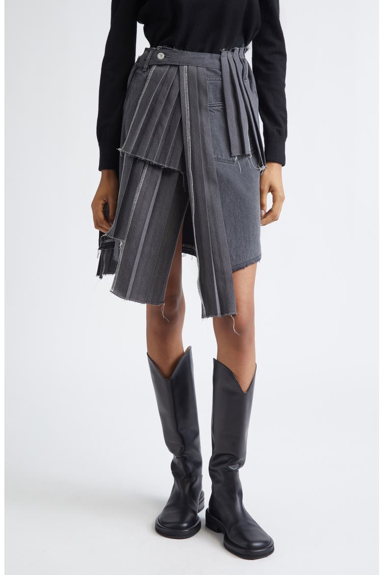 Remake Mark XV Denim Skirt, Main, color, BLACK ASSORT