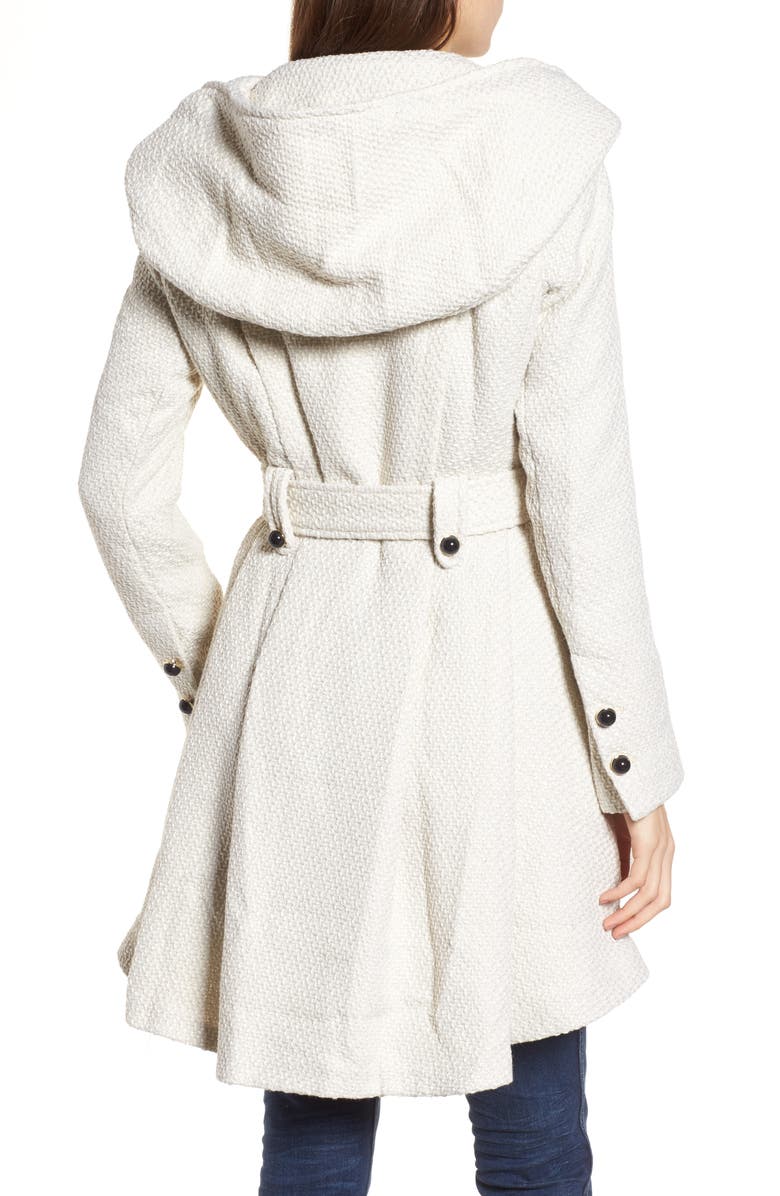 Steve Madden Belted Hooded Skirted Coat, Alternate, color,