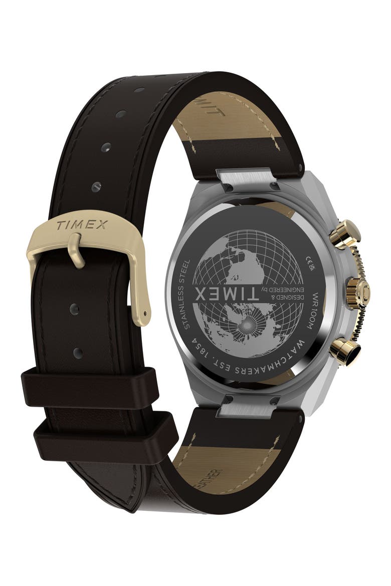 Continental Leather Strap Watch, 40mm, Alternate, color, SILVER-TONE