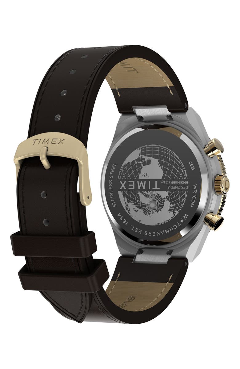 Timex<sup>®</sup> Continental Leather Strap Watch, 40mm, Alternate, color, Silver-Tone