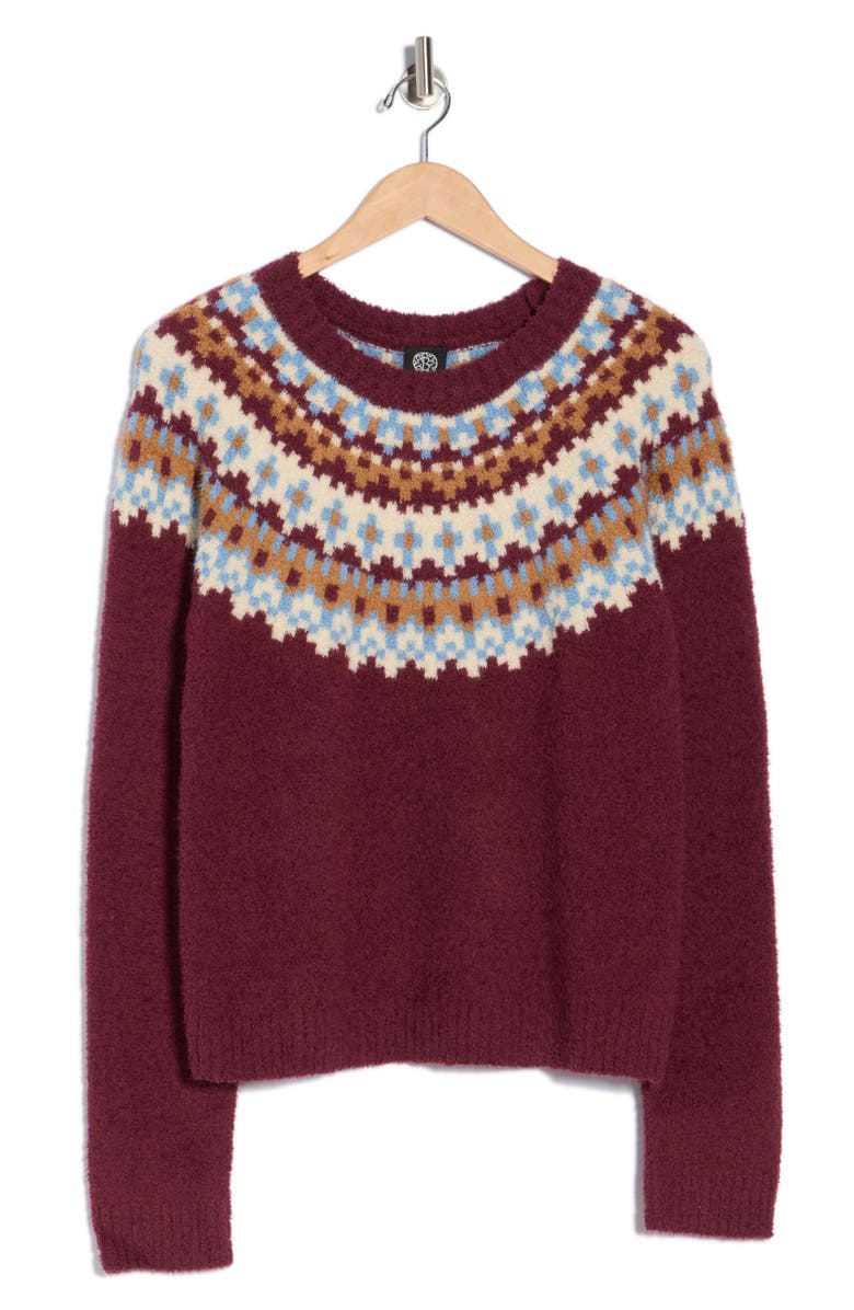 Bobeau Fair Isle Crewneck Sweater, Alternate, color, Fig