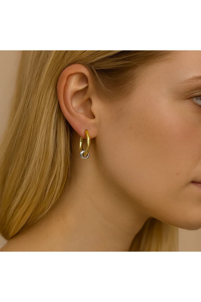 Signature Style Mixed Metal Two Tone Earrings, Alternate, color, Gold/ Silver