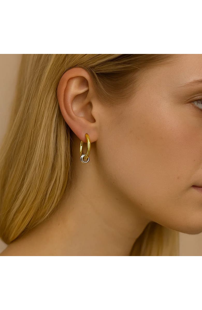 Hollywood Sensation Signature Style Mixed Metal Two Tone Earrings, Alternate, color, Gold/ Silver