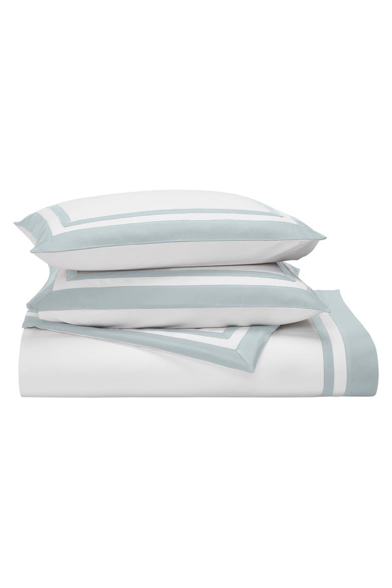 Stella Organic Cotton Percale Duvet Sham, Alternate, color, White/Shore