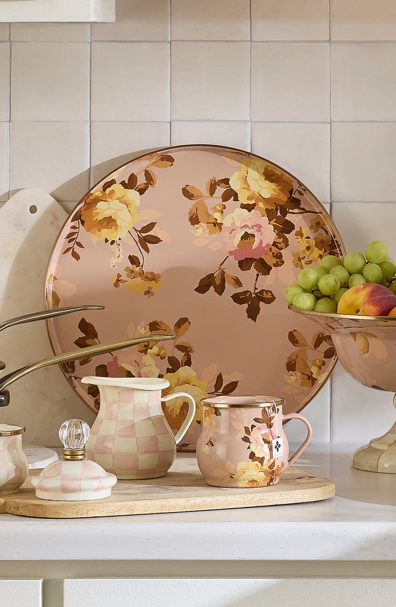 MACKENZIE CHILDS Wild Rose Mauve Round Tray, Alternate, color, Mauve