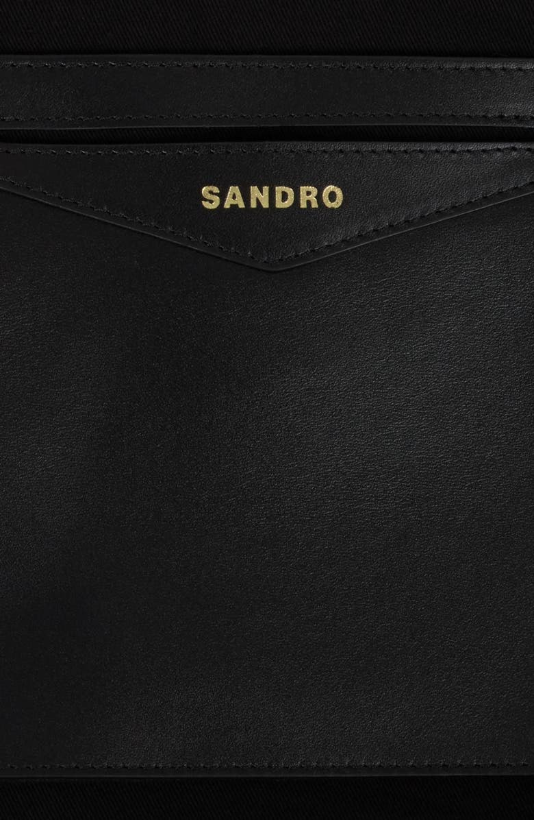 SANDRO Soft suede shopping bag, Alternate, color, Black