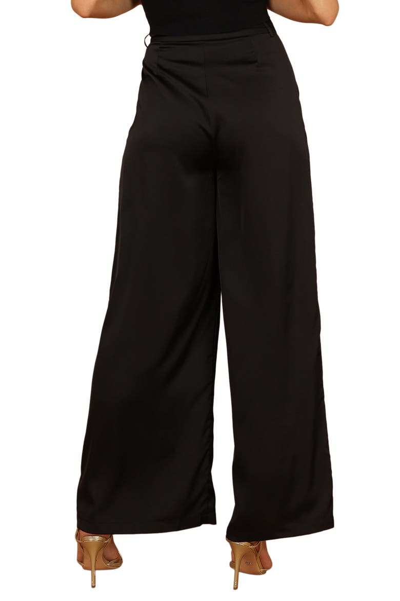 Wellington Wide Leg Satin Pants, Alternate, color, BLACK