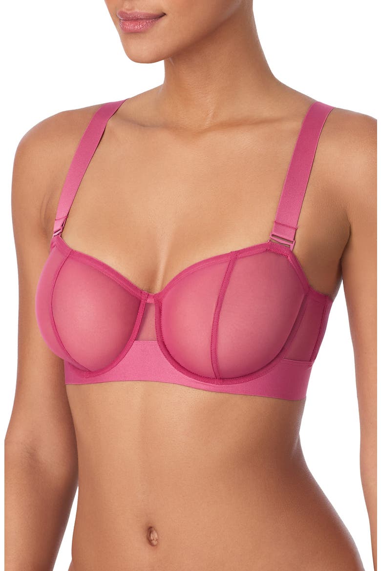 Sheers Strapless Underwire Bra, Alternate, color, DARK ROSE