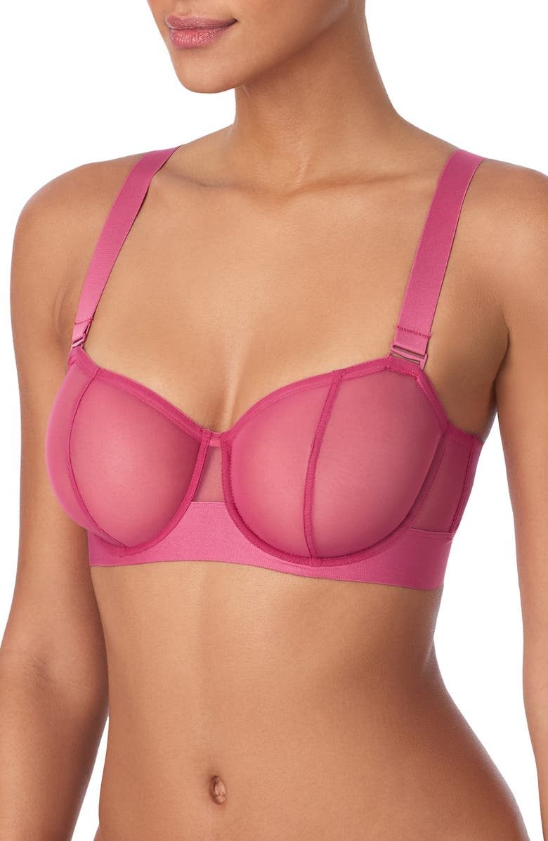 DKNY Sheers Strapless Underwire Bra, Alternate, color, Dark Rose