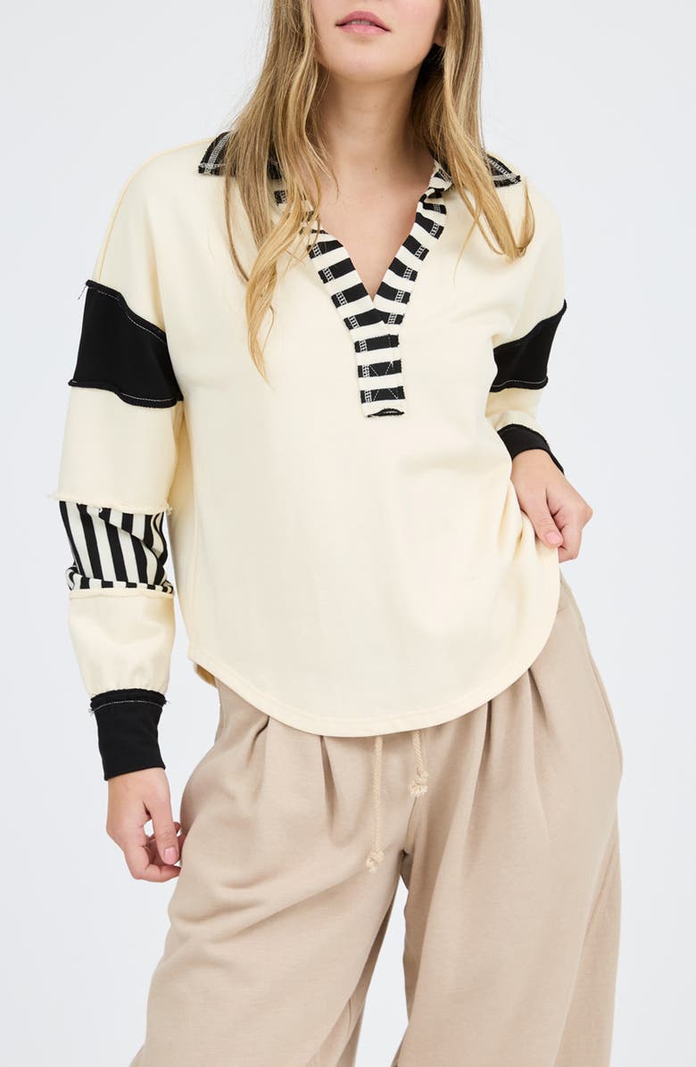 Blu Pepper Colorblock Long Sleeve Polo, Main, color,