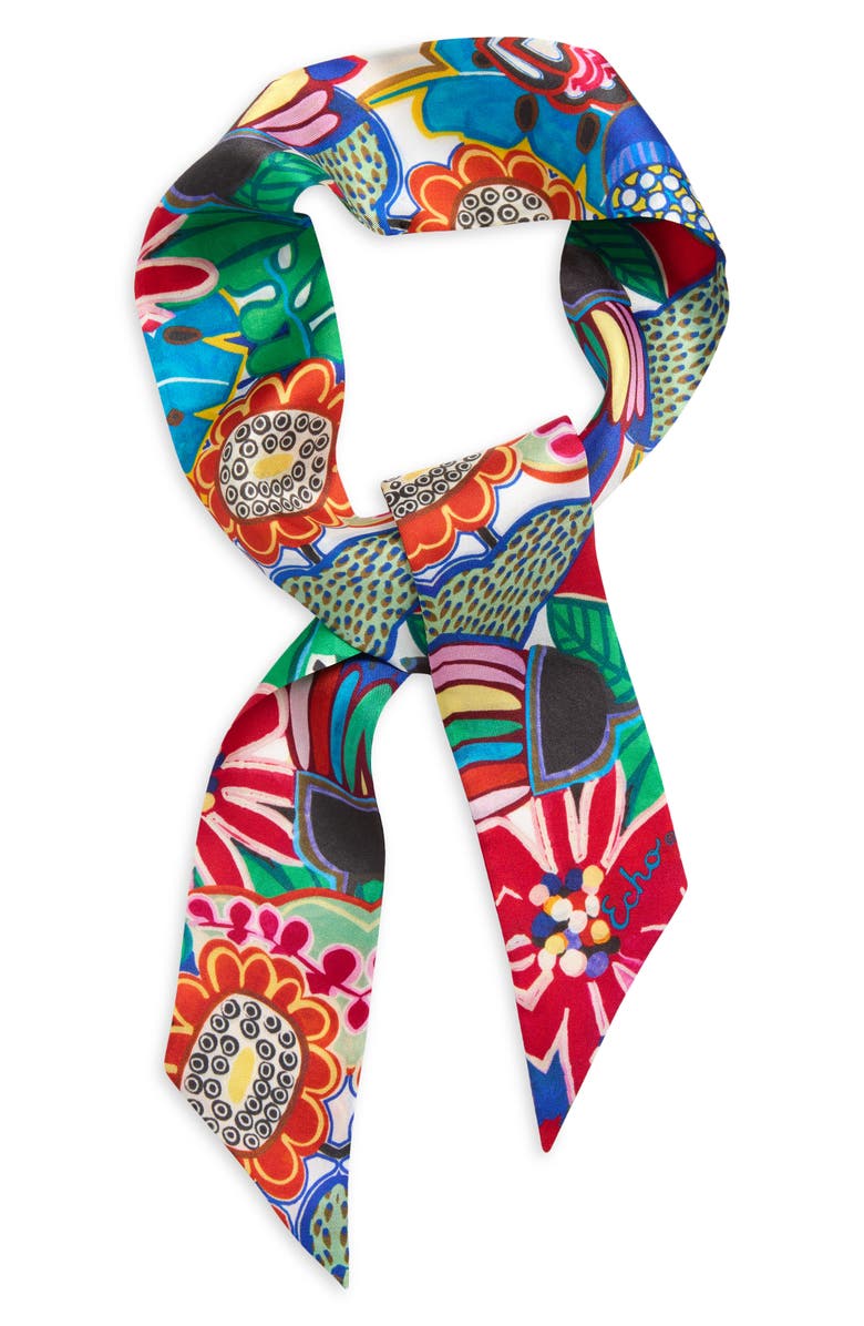 Echo Celebration Floral Silk Skinny Scarf, Main, color,