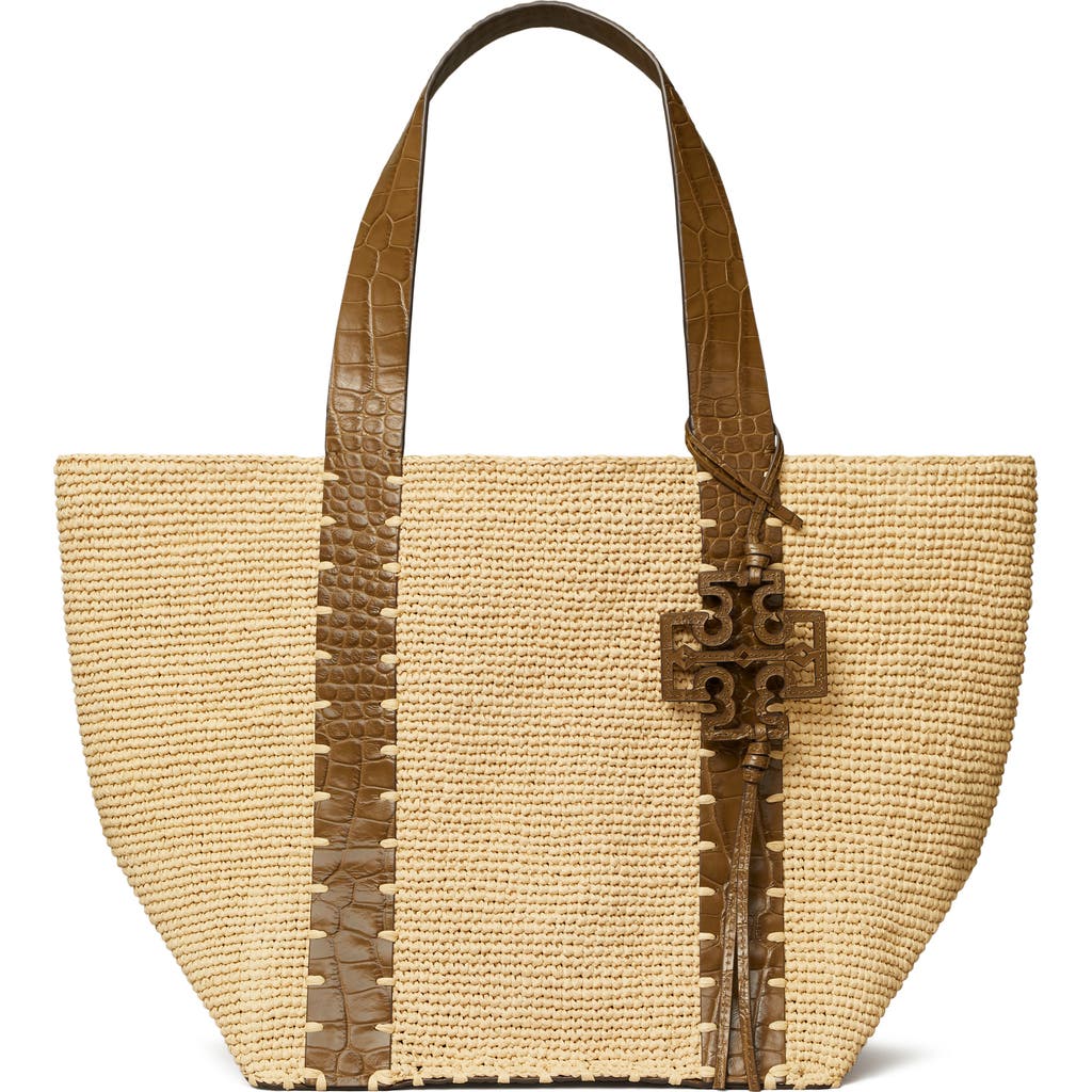 Tory Burch Straw Tote In Green