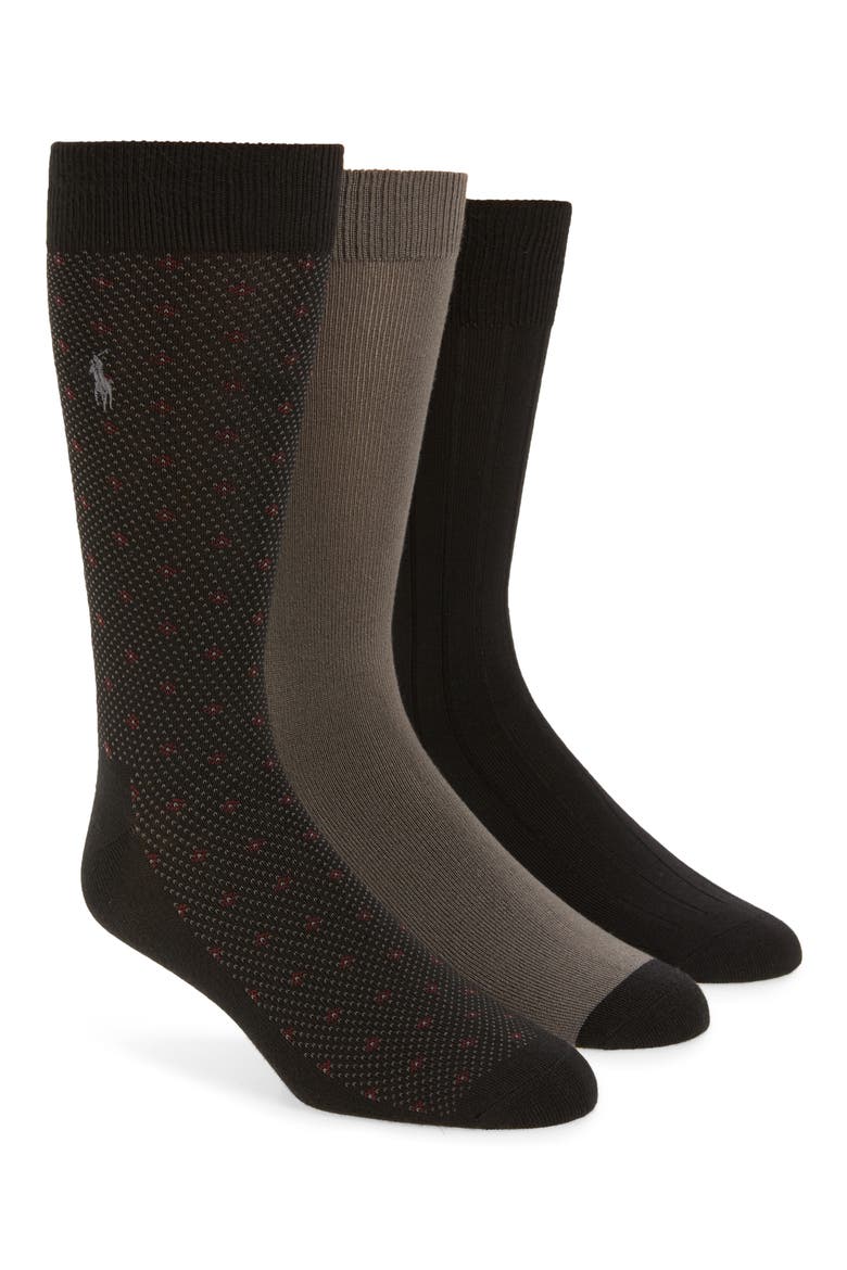 Assorted 3-Pack Supersoft Dress Socks, Main, color, BLACK