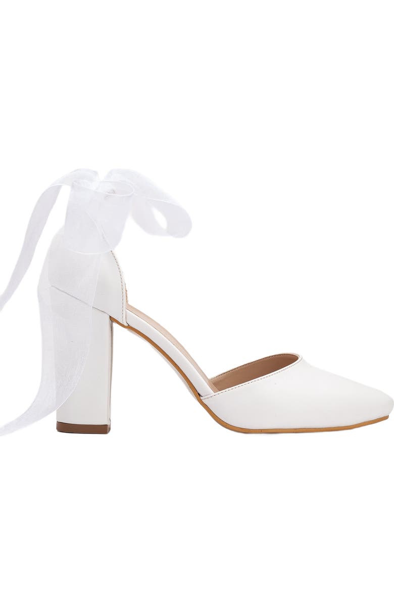 Forever & Always Shoes Gisele High Block Heels with Ribbon, Main, color, White