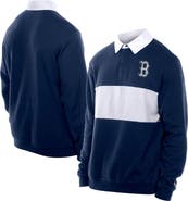 New Era Men's New Era Navy Boston Red Sox Throwback Prep Colorblock Rugby Polo