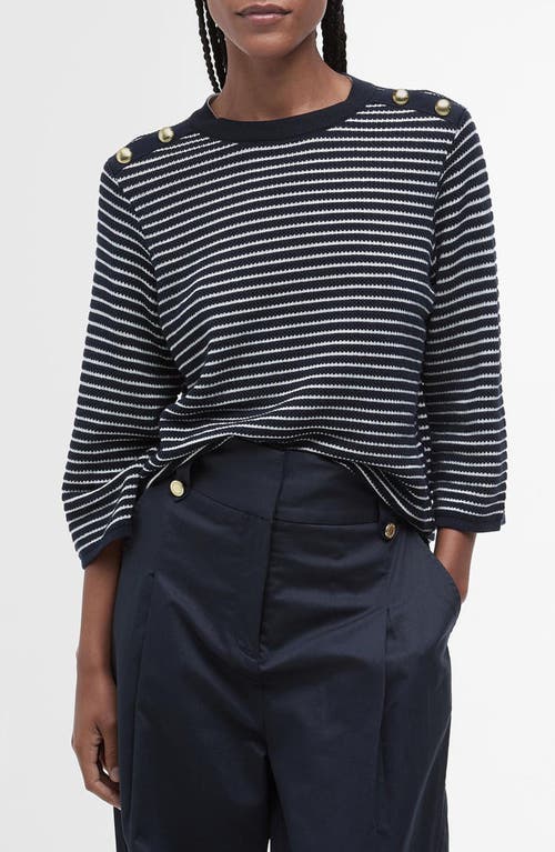 Barbour Macy Stripe Cotton Sweater In Dark Navy Stripe