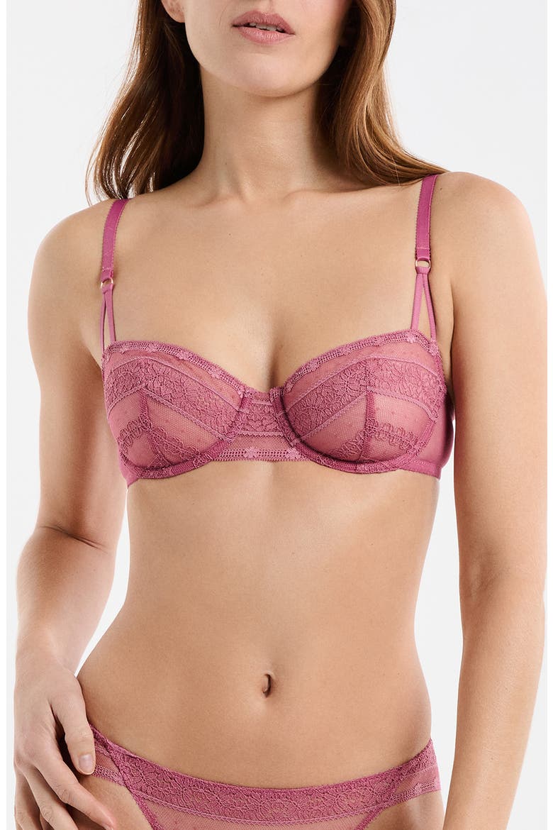 Exception N°9 Embroidered Underwire Balconette Bra, Main, color, BLUSH