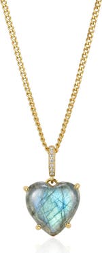 st. Moran 14k Gold Plated Heart Labradorite Pendant Necklace