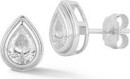 GLAZE JEWELRY Cubic Zirconia Bezel Set Pear Stud Earrings