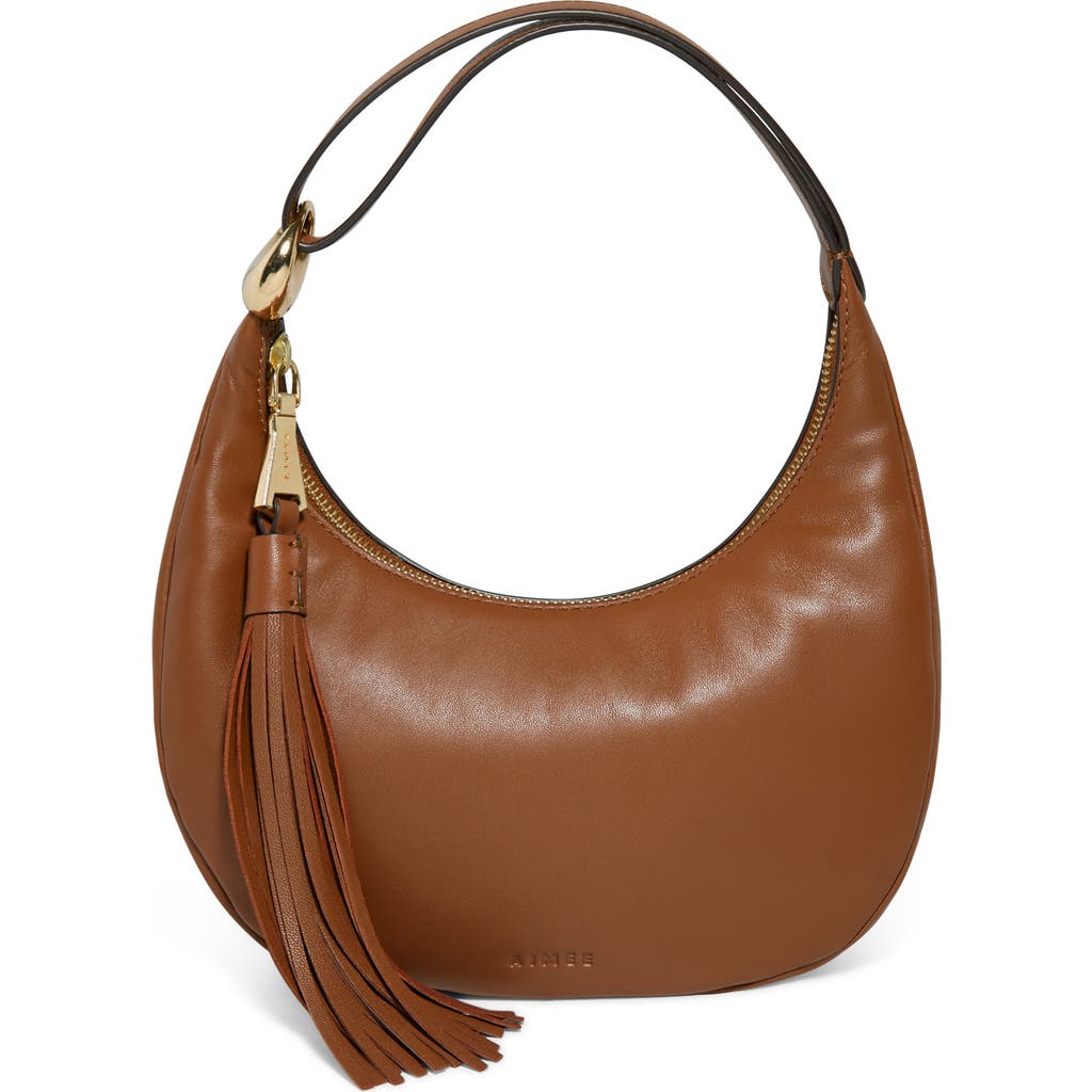 Aimee Bloom Bean Bag Leather Moon Bag In Brown