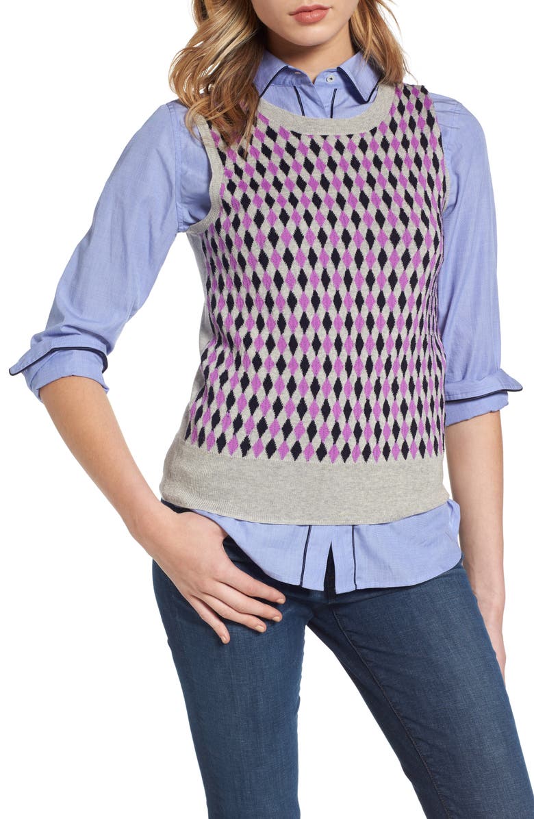 J.Crew Jackie Argyle Lightweight Wool Shell, Main, color, 