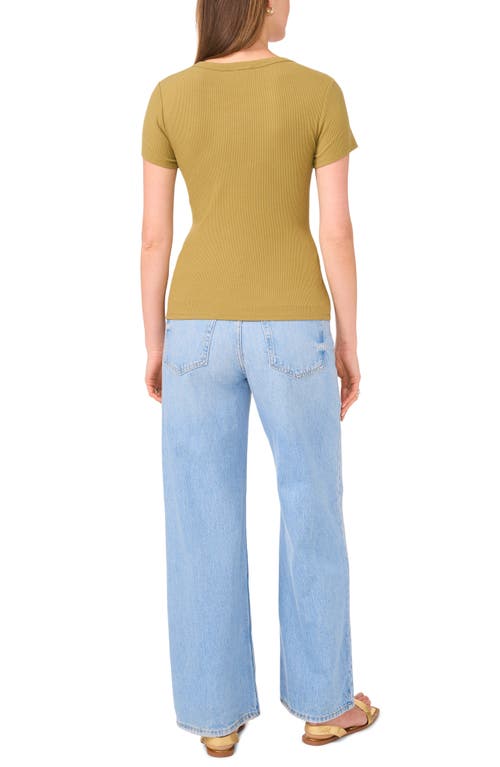 Halogen ® Rib Knit Jersey T-shirt In Green Moss