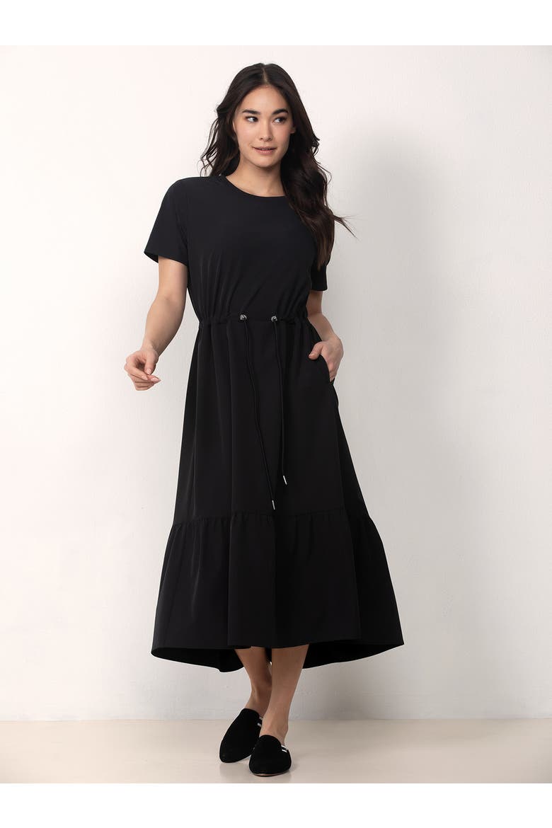 Tiered Midi Dress, Main, color, Black