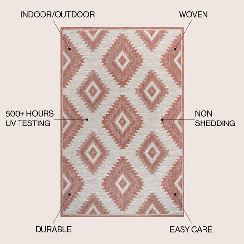 Jonathan Y Lior Geometric Moroccan Diamond Indoor/outdoor Area Rug In Salmon/cream