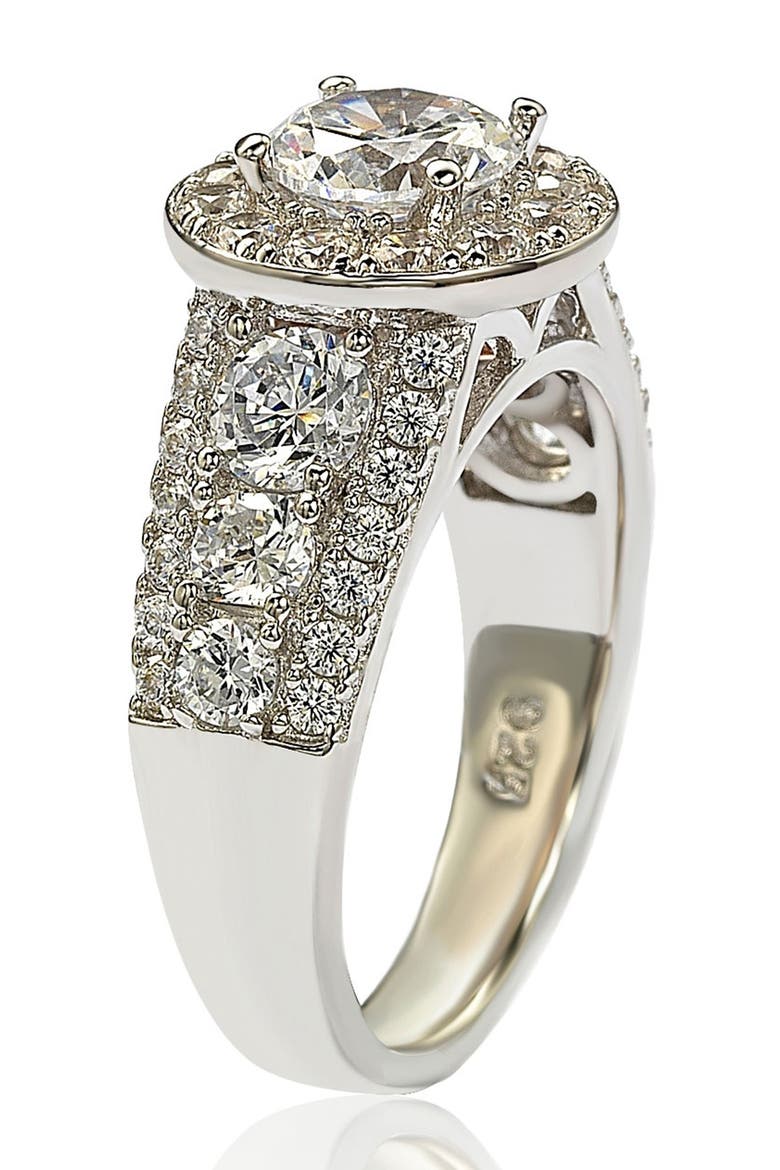 Sterling Silver White CZ Engagement Ring, Alternate, color, WHITE