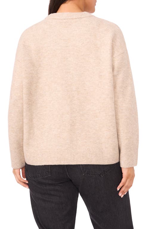 Vince Camuto Plus Size Flower Motif Crewneck Sweater In Neutral