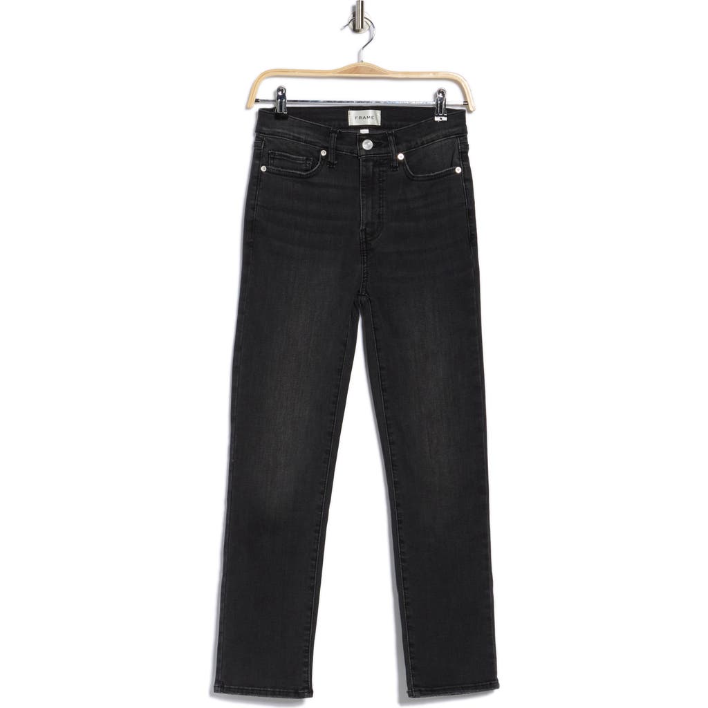 Frame Le High Straight Leg Jeans In Black