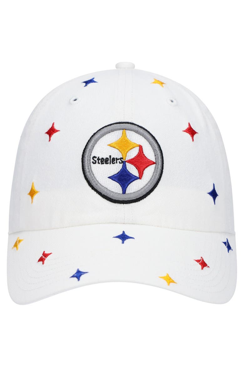 Women's '47 White Pittsburgh Steelers Multi Confetti Clean Up Adjustable Hat, Alternate, color, White