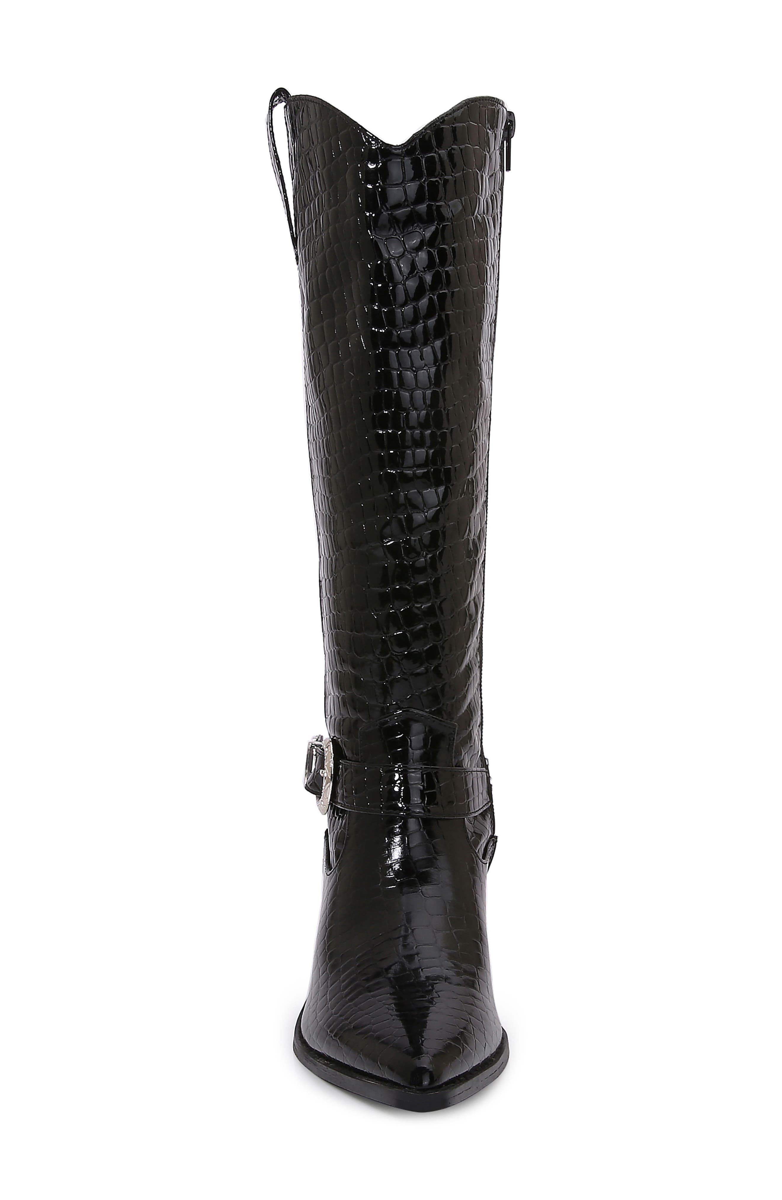 BERNESS Tristen Croc Embossed Western Boot, Alternate, color, Black