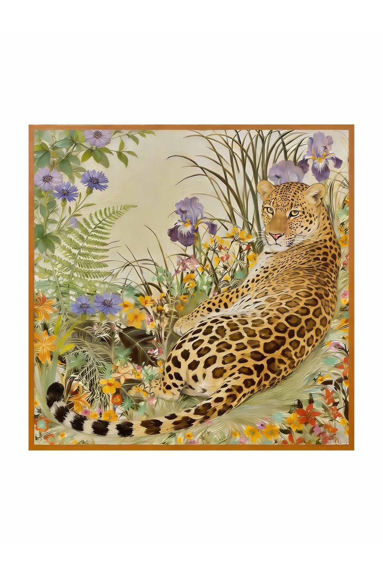 Pure Silk Leopard & Floral Scarf, Main, color, Orange