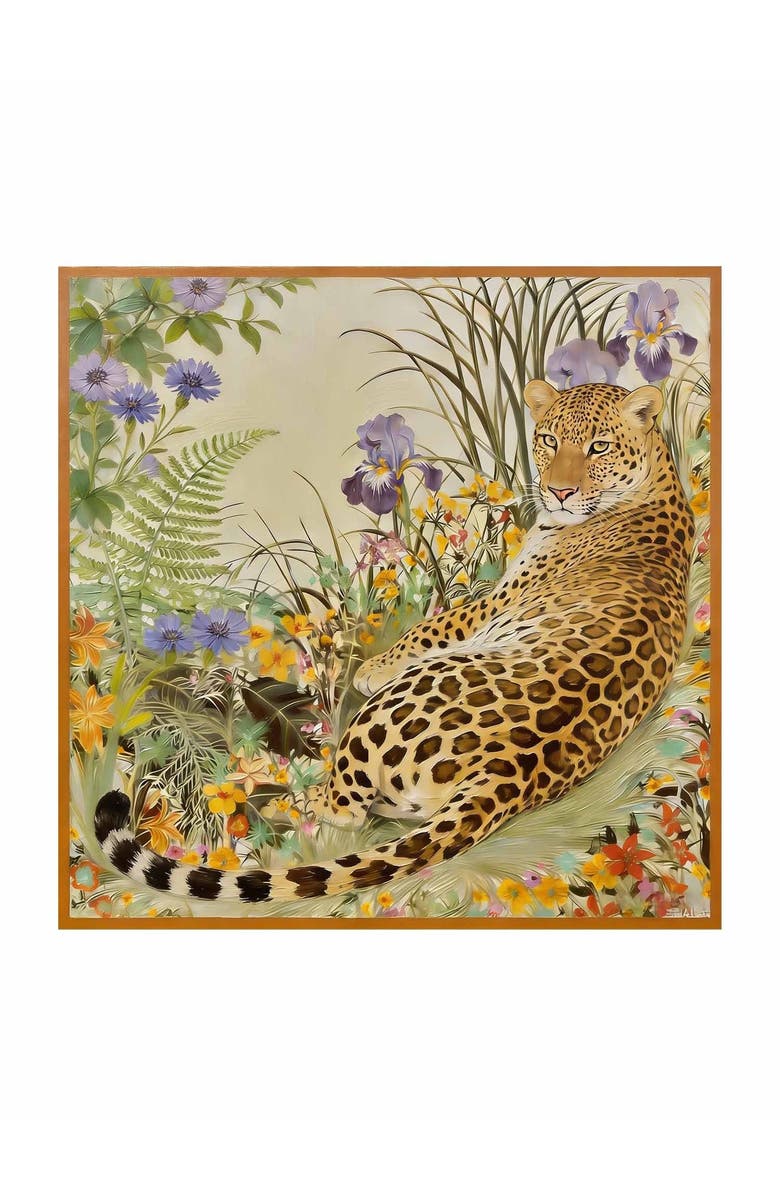 SILKSILKY Pure Silk Leopard & Floral Scarf, Main, color, Light Pink