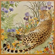 SILKSILKY Pure Silk Leopard & Floral Scarf