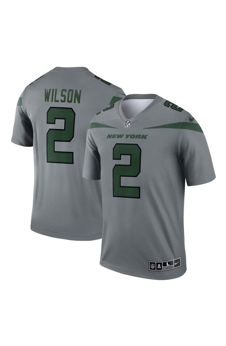 Nike Men's Nike Zach Wilson Gray New York Jets Inverted Legend Jersey, Main, color, 