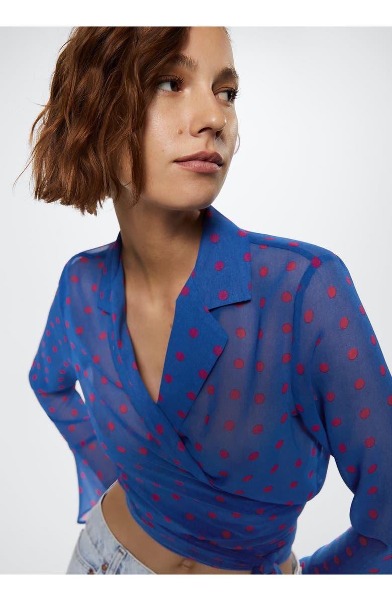 MANGO Polka Dot Sheer Blouse, Alternate, color, 