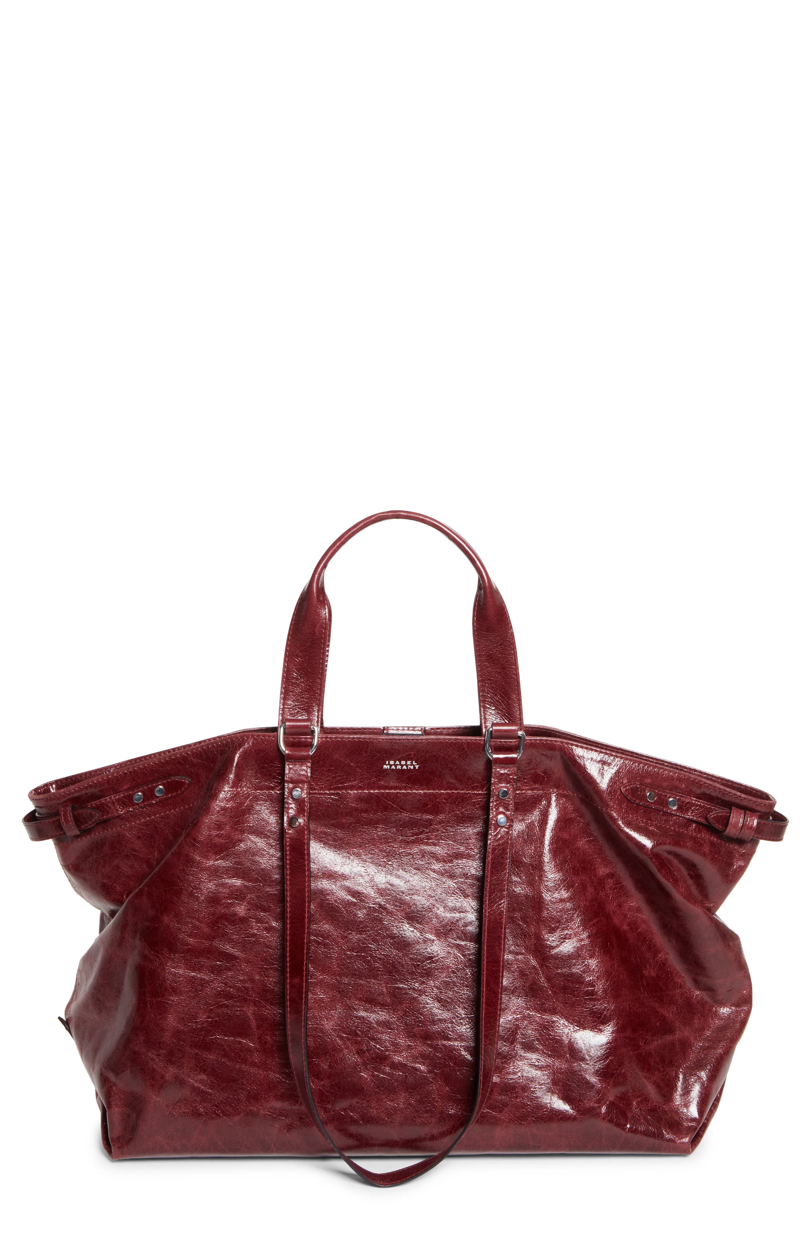 Winna Leather Tote, Main, color, BURGUNDY
